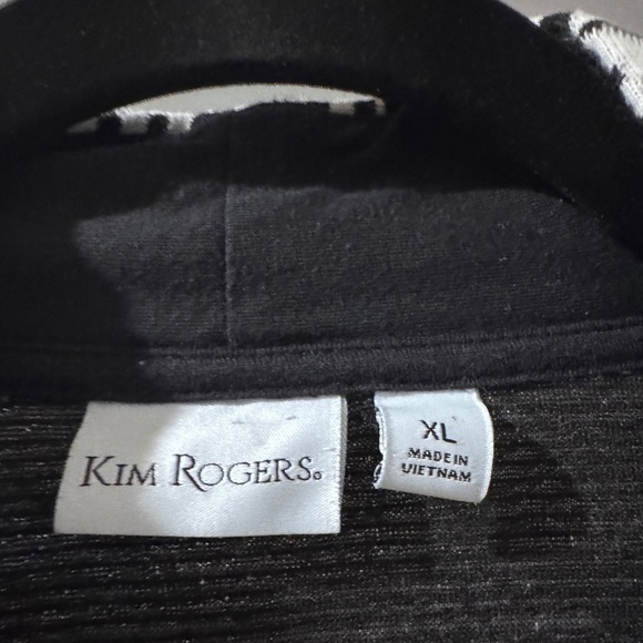 Kim Rogers Black & White Aztec Print Open Front Cardigan Sweater Size XL - Picture 3 of 4